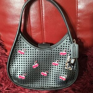 Coach Black Mini Tote Bag with Cherry Details